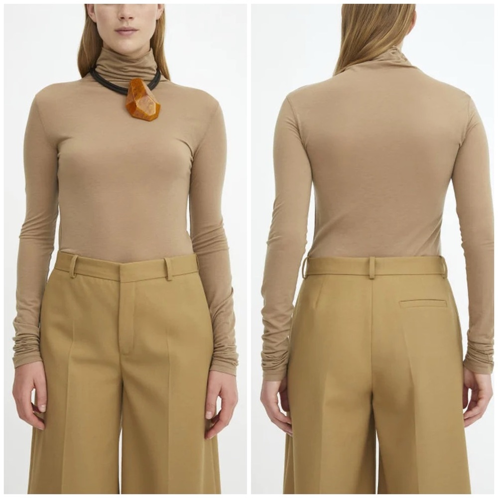 Rodebjer Kena Turtleneck Top Small Camel Beige Tan Brown